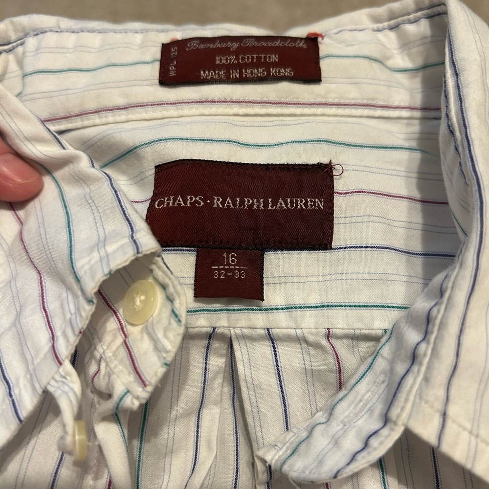 Ralph Lauren Striped Button Down Shirt Mens L Blue White Classic Preppy/Luxury - Picture 6 of 7